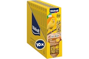 Vitakraft Kräcker, Knabberstangen für Kanarienvögel, mit Ei und Grassamen, mit Vitaminen und Mineralien, für langes Knabbervergnügen, ohne Zusatz von Zucker (10x 54g)