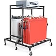 2-Tier Ups Stand For Double Battery & Inverter For Home & Office - Double Battery Metal Inverter Trolley With 6 Sturdy 360° Metal Caster Wheels - Double Battery Stand Inverter w/h Shelf - Hold 100Kg+