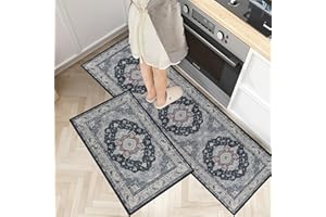 7VSTOHS Kitchen Rug Set 2 Piece Non Slip Kitchen Mat, Kitchen Utensils Mats Rugs Washable Hallway Runner Set, Dining Room, Entryway and Door Mat Set, 40x60 + 40x120 cm