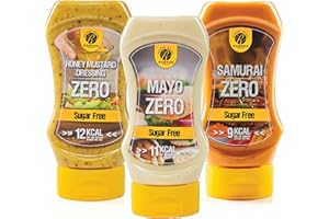 Rabeko Zero Sauce -mix Moutarde au miel/Mayo/Samurai, 3 x 350ml sans sucre et peu de matières grasses - produits sains à faible teneur en glucides avec des calories et des matières grasses