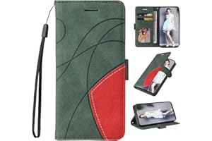 FMPCUON Funda Compatible con Xiaomi Poco X4 GT,Funda Libro Xiaomi Poco X4 GT,Flip Folio Cartera Carcasa Billetera Móvil 【Bicolor Leather 】 Case Cover Cuero Caso,Verde