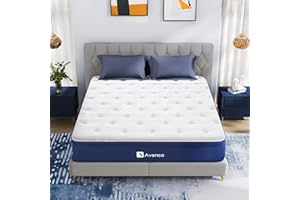 Avenco Hybrid materac sprężynowy, pianka z węglem bambusowym, biały i niebieski, 160 x 200 cm