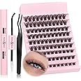 DIY Eyelash Extenisons Kit D Curl Cluster Lashes with Bond Seal Lash Glue 108Pcs Wispy Lashes Individual Cluster Kit 8-16MM Individual Eyelashes DIY at Home Lash Extensions Kit by JIMIRE