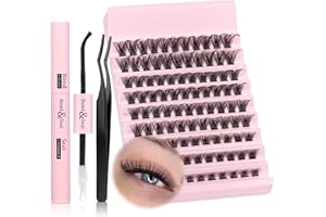 DIY Eyelash Extenisons Kit D Curl Cluster Lashes with Bond Seal Lash Glue 108Pcs Wispy Lashes Individual Cluster Kit 8-16MM Individual Eyelashes DIY at Home Lash Extensions Kit by JIMIRE
