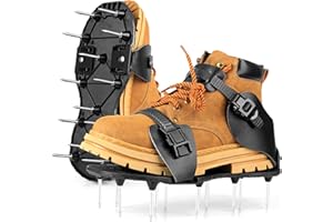 Yuepin Chaussures aérateurs de pelouse pour gazon avec boucle de ceinture de verrouillage, chaussures pré-assemblées améliorées, taille unique, aérateur de cour pour cour, terrasse, jardin, pelouse