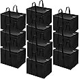 Storite 10 Pack Nylon 85 L Moisture Proof Multi-Purpose Underbed Storage Bag/Clothing Storage Organiser/Toy Storage/Stationery Paper Storage Bag with Zipper and Strong Handle (Black,57x36.8 x40.5 cm)
