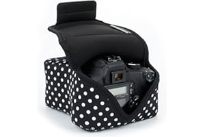 USA Gear Housse Appareil Photo Numérique et Accessoire en Néoprène Rembourré, Protection Robuste avec Poche et Ceinture - Compatible avec Appareils Canon, Nikon, Pentax, Lumix Et Plus - Pois