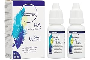 EYE DISCOVER Lágrimas Artificiales con Ácido Hialurónico al 0,2% – Gotas para Ojos Secos, Colirio para Hidratación Intensa, 2 x 15 ml