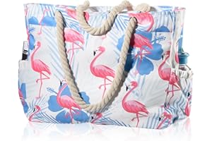 KUAK Beach Bag and Pool Bag, Waterproof(IP64) Sandproof, Large Beach Tote for Women with Top Full-Zippered Closure, Two Outside Pockets, Waterproof Phone Case, Key Holder, Bottle Opener