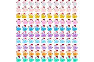 HTTDSLF 100 Pezzi Mini Anatre in Resina, Piccole Anatre in Miniatura, Mini Anatre per Fai da Te, Anatra in Miniatura, Piccola Anatra Resina, per Decorazione Della Casa Delle Bambole (10 Colori)