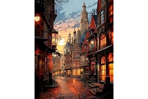 VIART Street View Paint by Numbers for Adults-Street View Painting by Numbers for Adults,Landscape Paint by Number Kits for Home Decoration 12x16inch