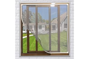 NeatiEase - Mosquitera para ventanas magnéticas, máx. 130 x 150 cm, marco magnético para mosquitera, lavable, color blanco, no requiere perforación, ignífugo y resistente al agua