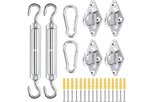 JESUSTREE Kit de Montaje para Toldo,40 Piezas Kit de Fijación para Toldo Vela para Triángulo y Rectángulo, Kit de Hardware de Acero Inoxidable para Vela de Sombra para Jardín, Patio