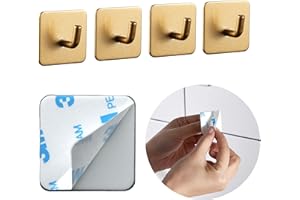DEKAZIA® 4 ganci adesivi dorati porta asciugamani bagno adesivo accessori bagno ganci appendiabiti appendi accappatoio bagno appendi abiti per muro ganci appendiabiti da parete gancio adesivo cucina