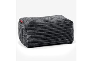 Lounge Pug - CORD - Bean Bag Footstool - Small - Black - (Size 20cm H x 35cm D x 45cm Wide)