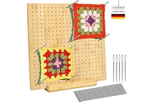 DYDHRER Tablero De Bloqueo De Madera,20 x 20cm Tabla de Bloqueo Madera para Crochet,Bloqueador Crochet con 20*varilla de acero 5*aguja de acero,Tabla de Bloqueo Madera para Crochet para Tejer Proyectos