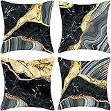 XIEJINJIA Marmo Texture Morbido Velluto Nero Grigio Oro Copricuscini Astratto Decorativo Quadrata Federe Cuscini Caso per Sog