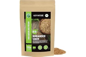 Alpi Nature Korianderfrön BIO 1kg, Ekologiska Hela Korianderfrön för Matlagning och Kryddblandningar