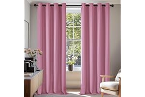 Deconovo Cortinas Opacas Cortinas Ignífugas con Ojales para Dormitorio Estudio, Rosa, 117×229 CM, 2 Piezas