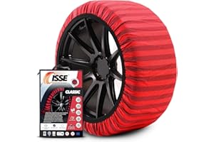 ISSE - Cadenas Coche Nieve Homologación EN 16662-1 y alta seguridad T-58 - Cadenas Nieve Téxtiles Fáciles de Instalar - Cadenas Nieve Coche Antideslizantes y Resistentes - Kit de 2 Cadenas + guantes