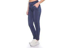 KENDINDZA COLLECTION Kendindza damskie legginsy termiczne o wyglądzie dżinsu, z podszewką z polaru, basic, nieprzejrzyste