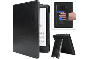 MMK Etui Kindle Paperwhite 7"/6.8" (12e Gén. 2024/11e Gén. 2021),PU Housse Cuir et dragonne, Coque Fermeture Magnétique, pour Kindle Colorsoft Signature Edition 2024 1st, Noir
