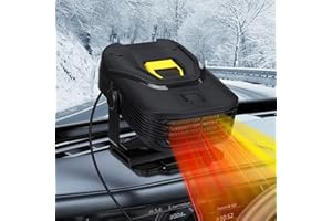 Gkstly Calentador de Coche de12V, Portátil Calefactor Coche Mechero 2 en 1 Calentador de Ventilador de Coche 360° Rotatif Descongelador Parabrisas se Conecta al Cigarrillo para Automóviles y Camiones