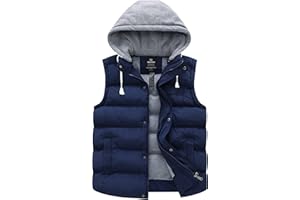Wantdo Gilet Imbottito Caldo Invernale Smanicato con Cappucio Staccabile Antivento Giacca Senza Maniche Corto Giubbotto Casual con Zip Donna