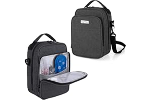 CURMIO Insulin Cooler Travel Case, Diabetic Medication Organizer Bag with Shoulder Strap for Insulin Pens and Diabetic Supplies, Black