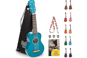 Hola! Music Ukulele for Adults & Kids - 53cm HM-21BU Soprano Ukulele for Kids with Carry Case, Strap and Picks - Blue