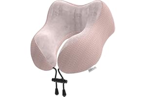 Yomisee Nackenkissen Flugzeug, Reisekissen Auto aus Memory Foam mit samtweichem Bezug, Nackenhörnchen Erwachsene für Reisen, Camping, Büro und Haus (Rosa)