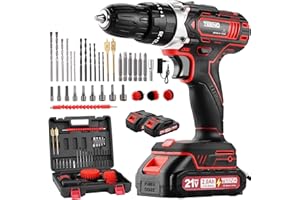 TEENO Trapano a Percussione a Batteria 21V, 45 Nm Avvitatore a batteria con spazzole,Compatibile con le Makita 2 batterie 2,0 Ah, 25+3 Impostazioni di Coppia,3 spazzole per la pulizia,2 Velocità, LED