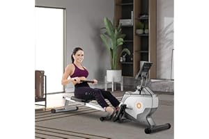 Merax Rameur Pliable,Système de freinage magnétique, 8 Niveaux de résistance, Silencieux, écran LCD,Poids Max de l'utilisateur 150 kg