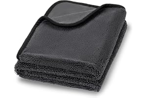 AIXMEET 60 x 40 cm Ściereczki do czyszczenia samochodu z mikrofibry, 650 g/m², dwustronny ręcznik do czyszczenia z mikrofibry do mycia samochodu, super chłonny ręcznik do suszenia samochodu,