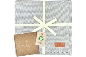 DIKOS Manta Bebé 100% algodón orgánico Gots | Mantita Bebé Necién Nacido | Manta de Punto para Niño y Niña | Accessories for Babies | Arrullo Recien Nacido Regalos Canastilla (Gris)