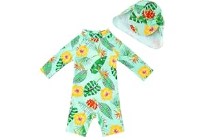 upandfast Costume da Bagno Intero per Neonate con Cerniera e Cappello da Sole UPF 50+