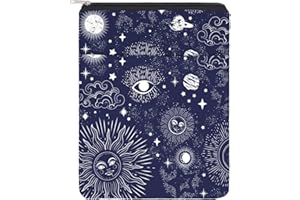 NICENEEDED Tarot Stars Book Cover, Book Protector with Zipper, Book Sleeve for Book Lovers Washable Fabric Book Pouch Waterproof Book Storage Bag for Paperbacks Hardcovers