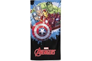 TODD LINENS Avengers - Toalla de playa para niños, toalla de baño para niños, Hulk Capitán América, Iron Man, Thor Marvel, súper héroe, regalo para niños, 70 x 140 cm