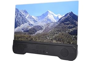 HEAYZOKI Loupe D'écran de Téléphone Portable, Agrandir L'écran du Téléphone avec Haut-parleur Bluetooth, Support de Support D'amplificateur Vidéo Portable de 14 Pouces, pour IOS/pour Téléphones Android, avec V
