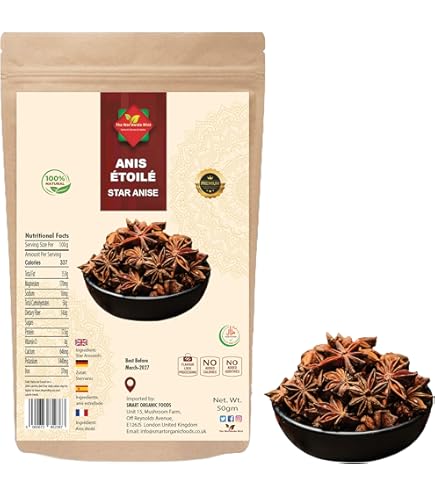 Anis étoilé (Badiane) Naturelle Illlicium Verum - Sachet De 50g - Marque Balla - Neuf