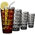 LIVIVO Prism Diamond Etched Plastic Acrylic Tumblers for Special Occasions Dinners Parties Camping BBQ Water Juice Cocktail Gin Beverages Champaign Reusable Dishwasher Safe - Set of 4 (4pc Tumblers)