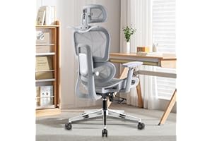 SOSINYA Silla de Oficina Ergonómica, Silla Gaming, Diseño ergonómico, Ruedas giratorias silenciosas, Cojín del Asiento Ajustable, Reposabrazos 4D & Reposacabezas 2D, Capacidad Máxima de 150 kg