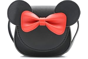 QiMing Little Mouse Ear Bow Crossbody Purse,PU Shoulder Handbag for Kids Girls Toddlers