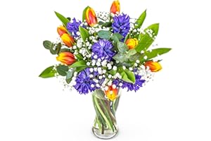 PRESTIGEFLOWERS Hyacinth & Tulips - Fresh Flowers - Birthday, Anniversary, Get Well, Thank You, Occasion Flower - Cut Floral Arrangement for Gifts, Weddings, Sympathy, Celebrations, Mothers day