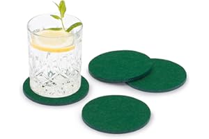 FILU Filzuntersetzer rund 8er Pack einfarbig (Farbe wählbar) tannengrün – Untersetzer aus Filz für Tisch und Bar als Glasuntersetzer/Getränkeuntersetzer für Glas und Gläser