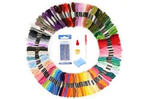 Strehknewen Filo da Ricamo 100 Colori 8m, Kit Ricamo con Aghi, Infila, Tagliafilo e Bobine, Fili Punto Croce per Braccialetti Amicizia, Cucito e Artigianato Fai-da-Te