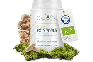 BEAUVITAL Pure Bio Polyporus capsule 120 x 500 mg polvere fungo polyporus umbellatus da agricoltura biologica UE, vegano, senza additivi artificiali