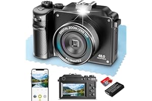 HOJOCOJO Cámara Digital, 4K 48MP Cámara de Fotos con Doble Lente 3.0 "de Pantalla, 18X Zoom Digital Cámara compacta con Lente Gran Angular y Lente Macro, 64GB Tarjeta TF, WiFi Funcionalidad, Negro