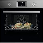 AEG OU5AB20SM Multifunction Oven, 72 L, Aqua Clean Cleaning, 9 Programs, Grill Function, SurroundCook, LED Display, Multi-Lev