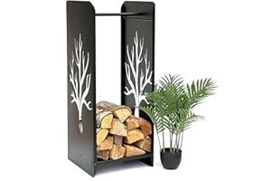 DanDiBo 96428 Étagère à bois de cheminée en métal noir 100 cm